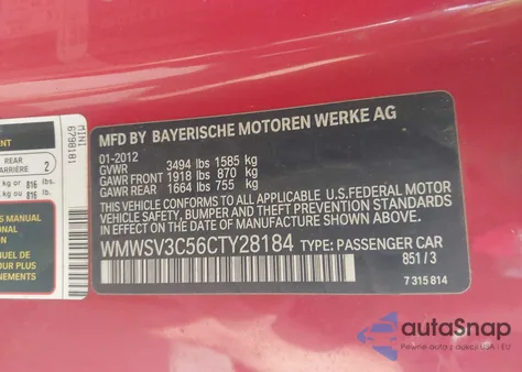 2012 Mini Cooper S z USA, uszkodzony, nr VIN WMWSV3C56CTY28184